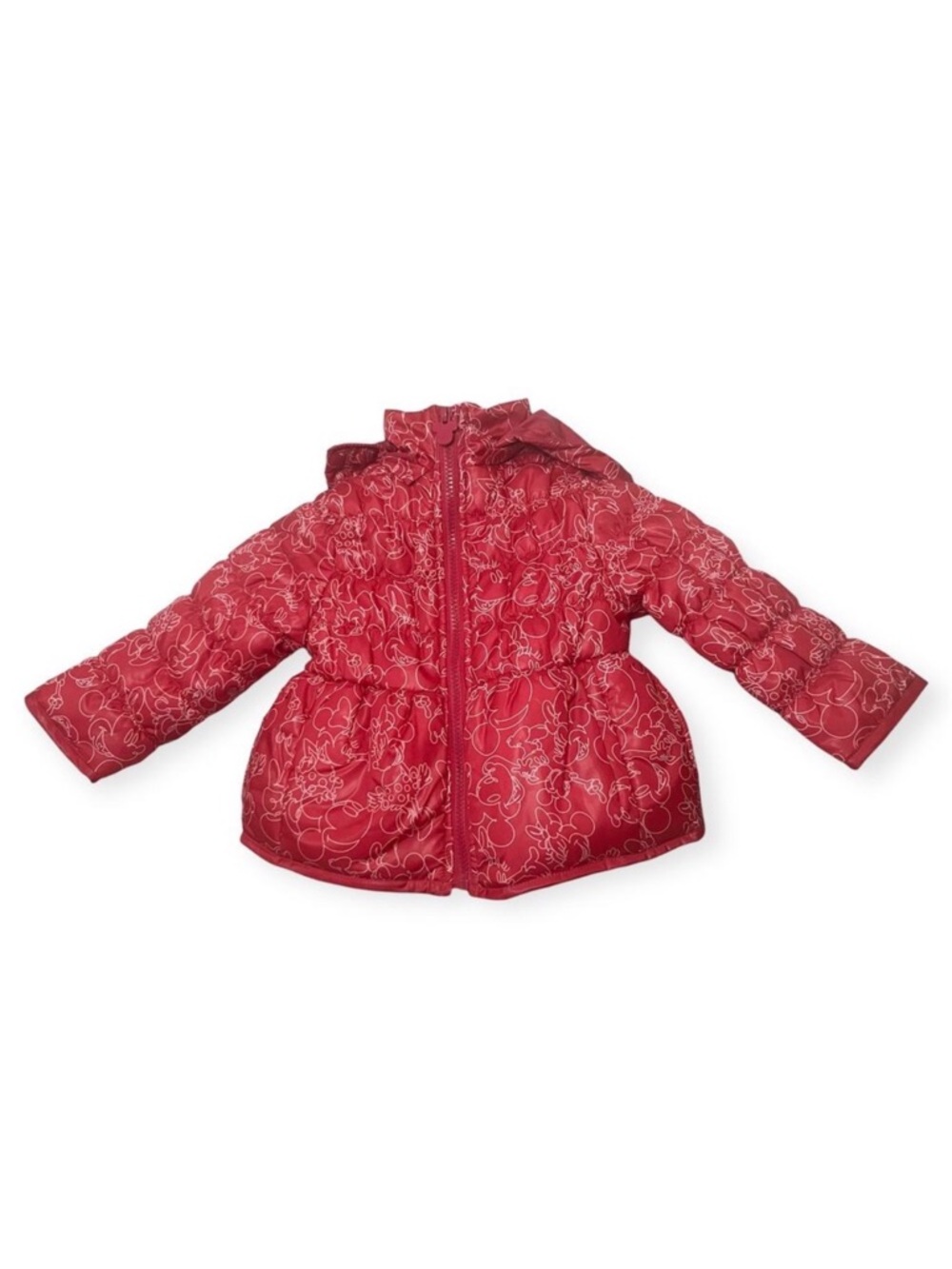 Disney Minnie Mouse Pink Puffer‎ Jacket Toddler Girl Hooded Fleece Lined Coat 2T